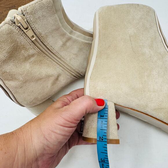 effrey Campbell Peace Out Square Toe Booties Size 8.5 Beige Suede Block Heel - Picture 14 of 15